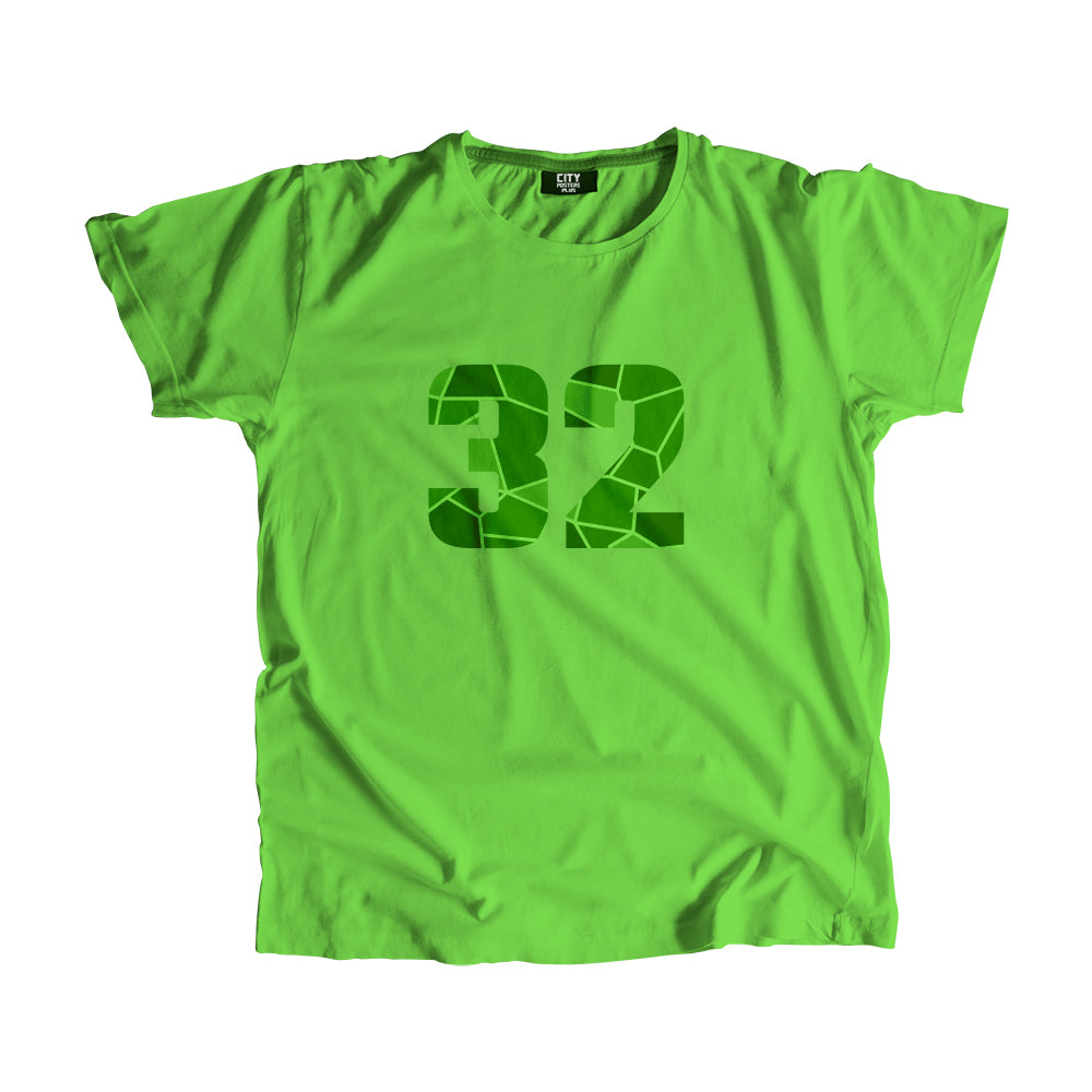 32 Number Men Unisex T-Shirt (Liril Green)