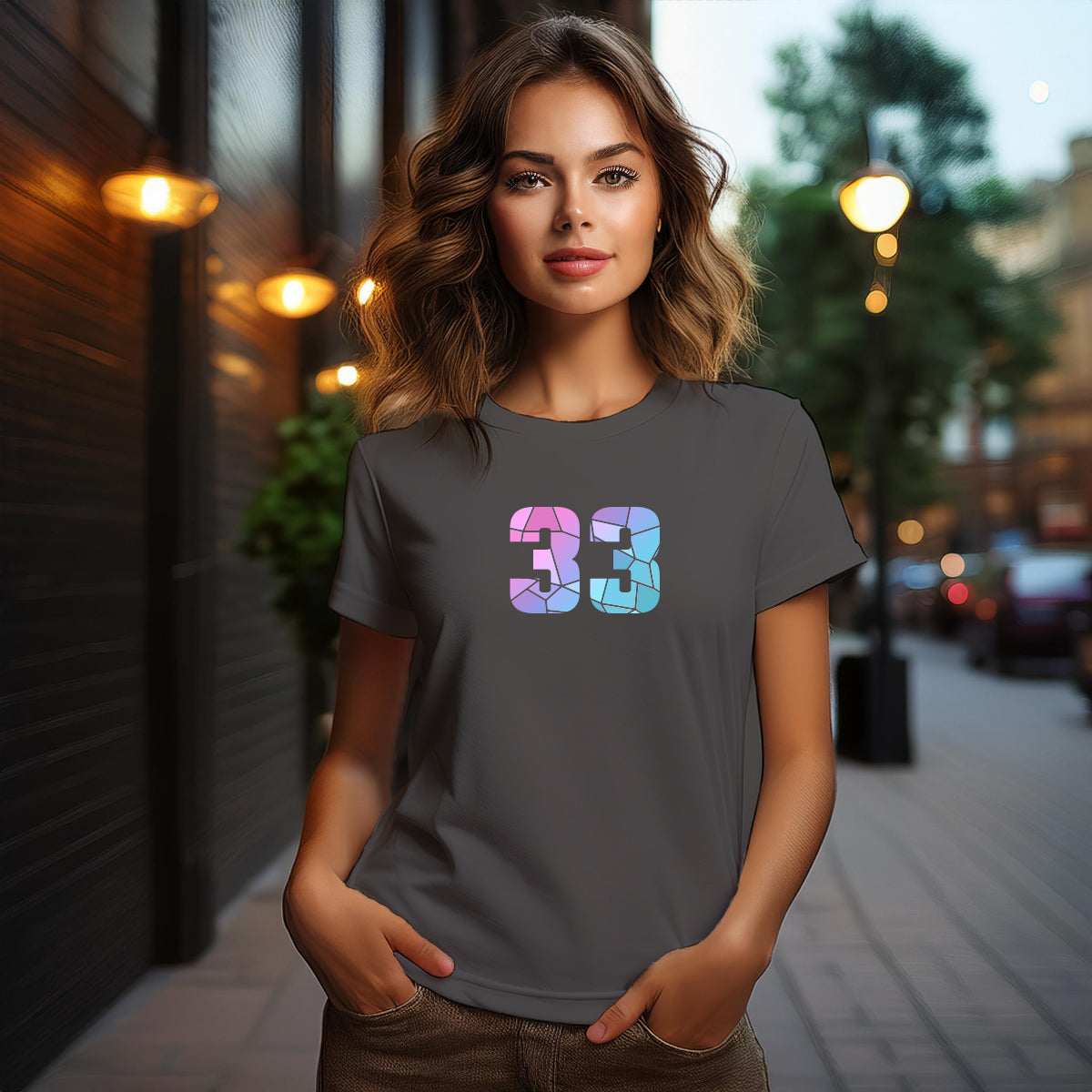 33 Number Women T-Shirt (Charcoal Grey)