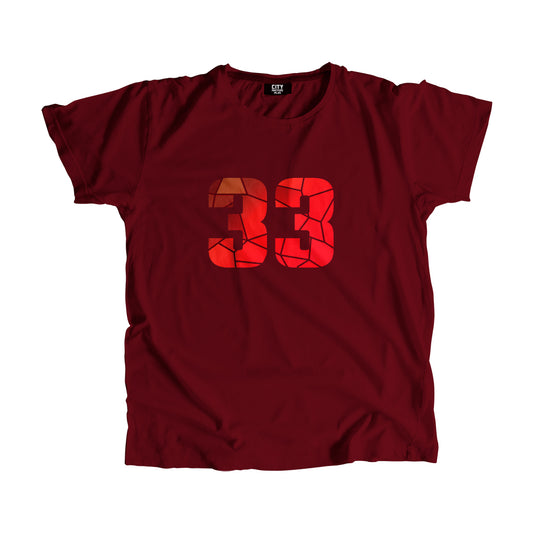 33 Number Men Unisex T-Shirt (Maroon)