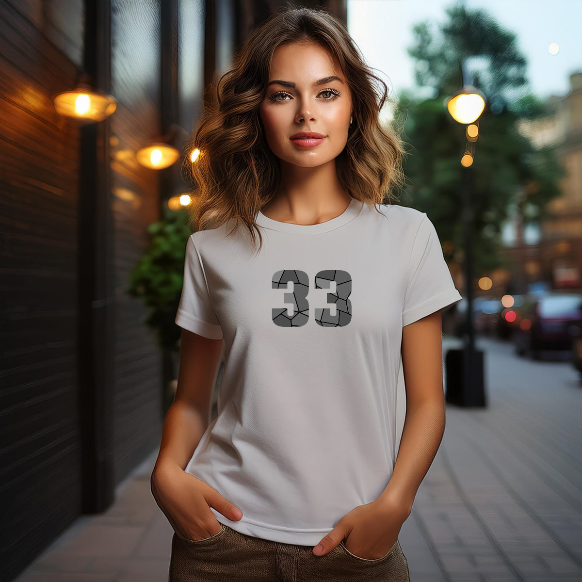33 Number Women T-Shirt (Melange Grey)