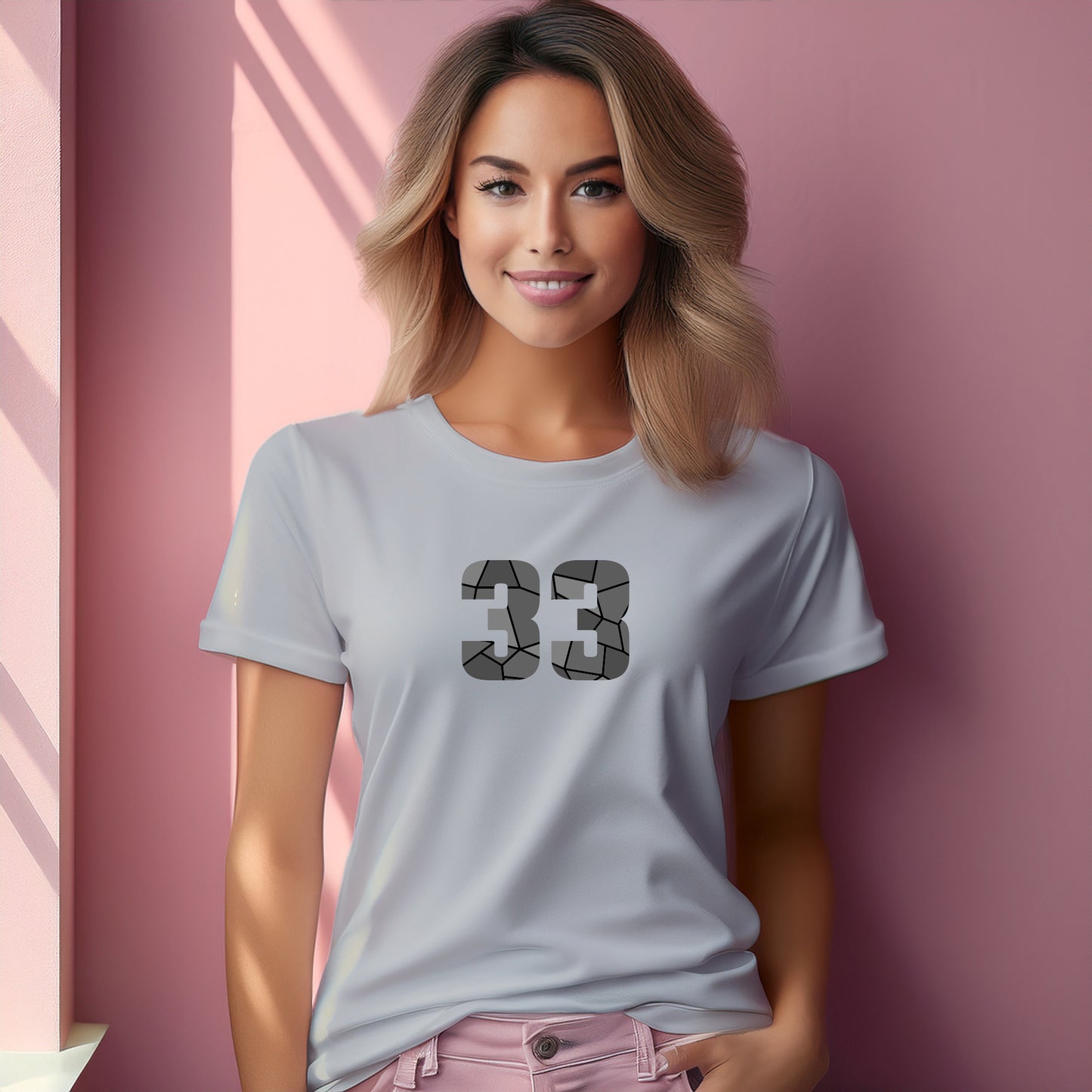 33 Number Women T-Shirt (Melange Grey)