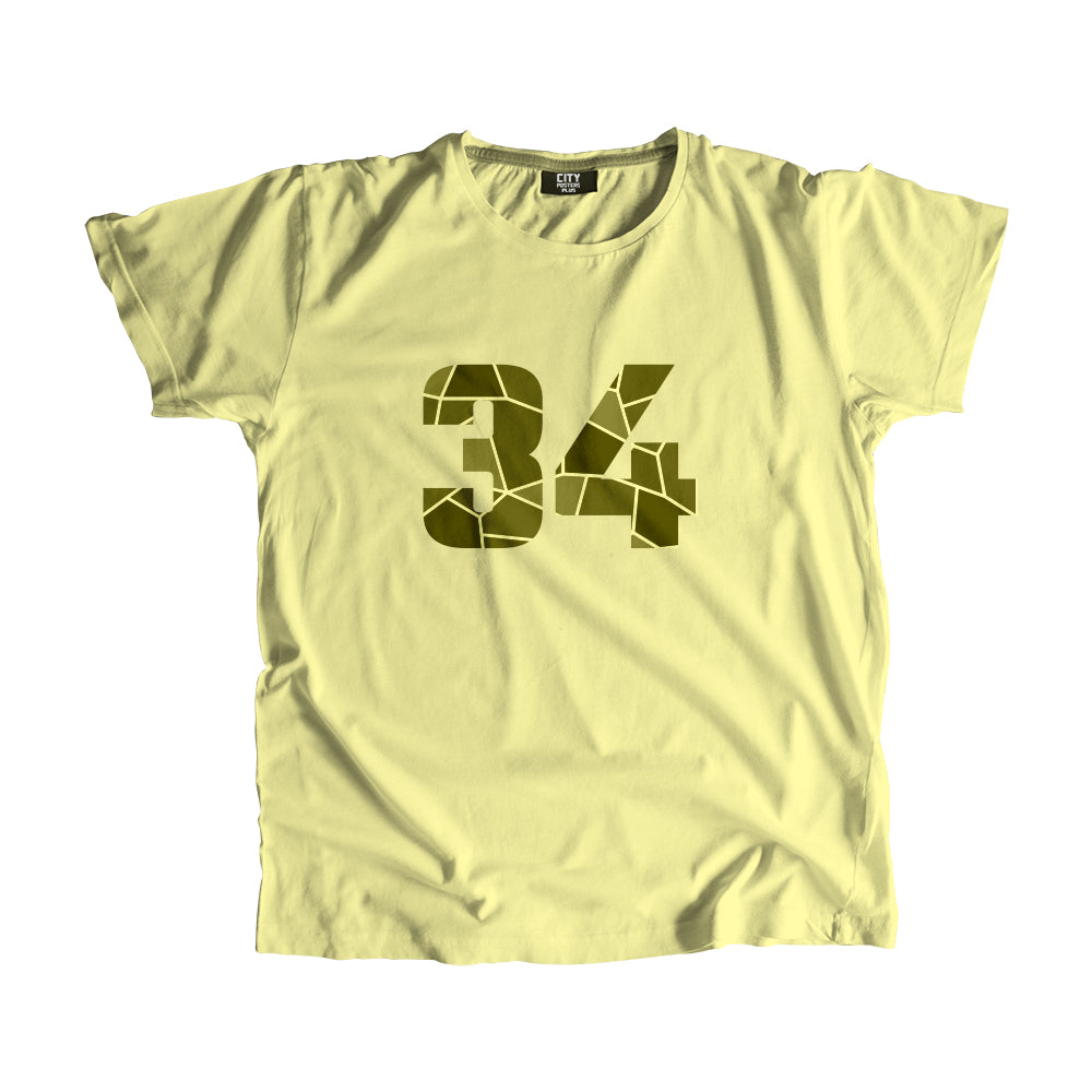 34 Number Men Unisex T-Shirt (Butter Yellow)