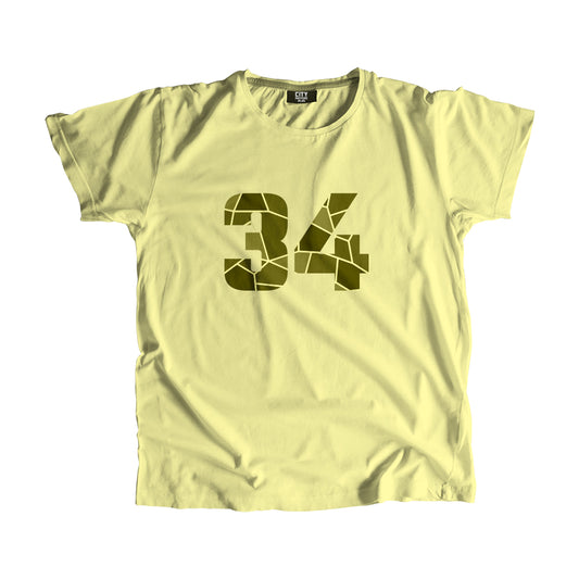 34 Number Men Unisex T-Shirt (Butter Yellow)