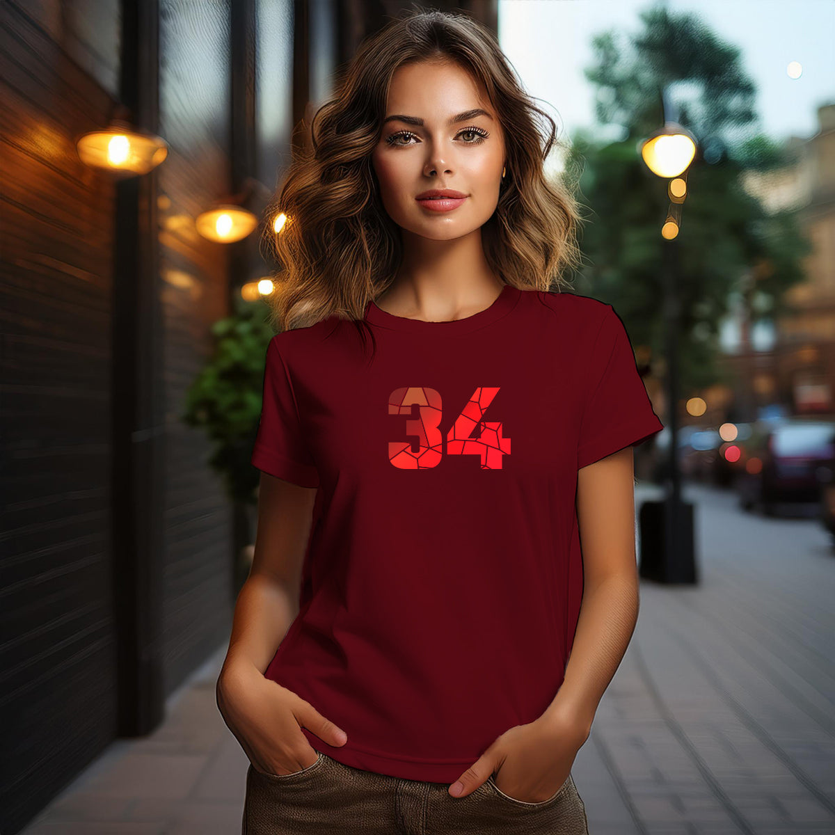 34 Number Women T-Shirt (Maroon)