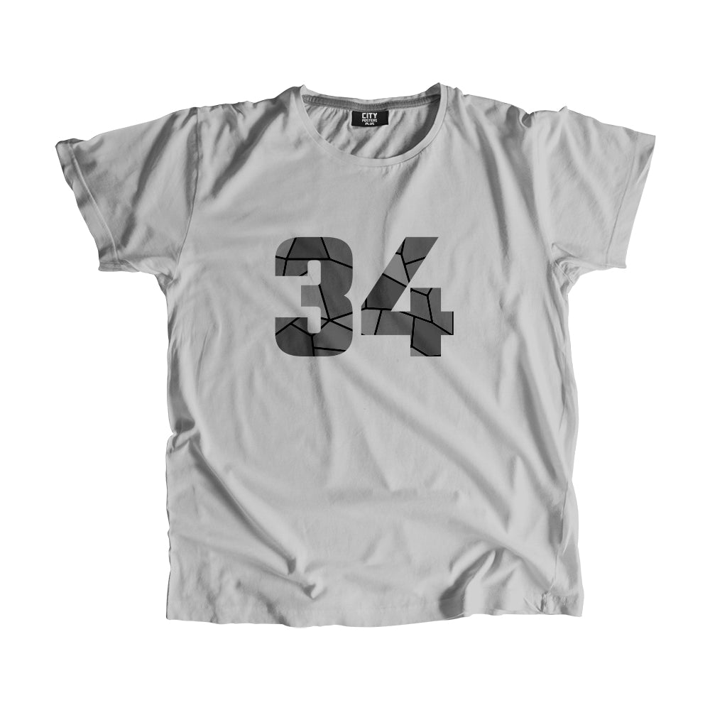34 Number Men Unisex T-Shirt (Melange Grey)