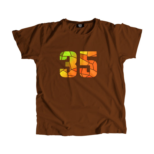 35 Number Men Unisex T-Shirt (Brown)
