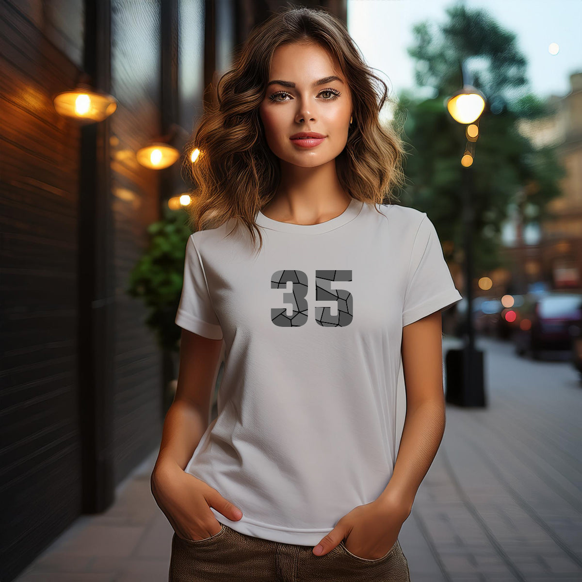 35 Number Women T-Shirt (Melange Grey)