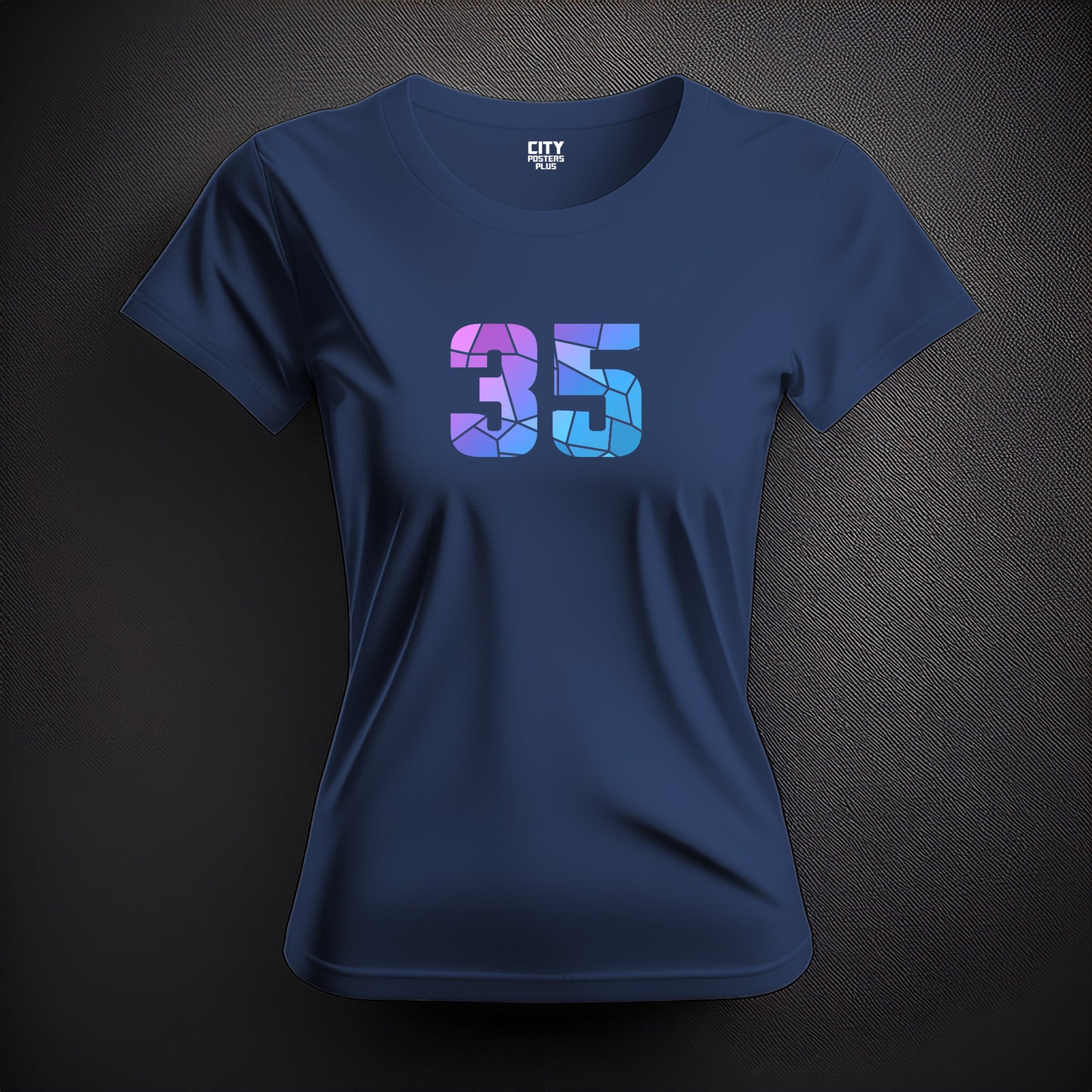 35 Number Women T-Shirt (Navy Blue)