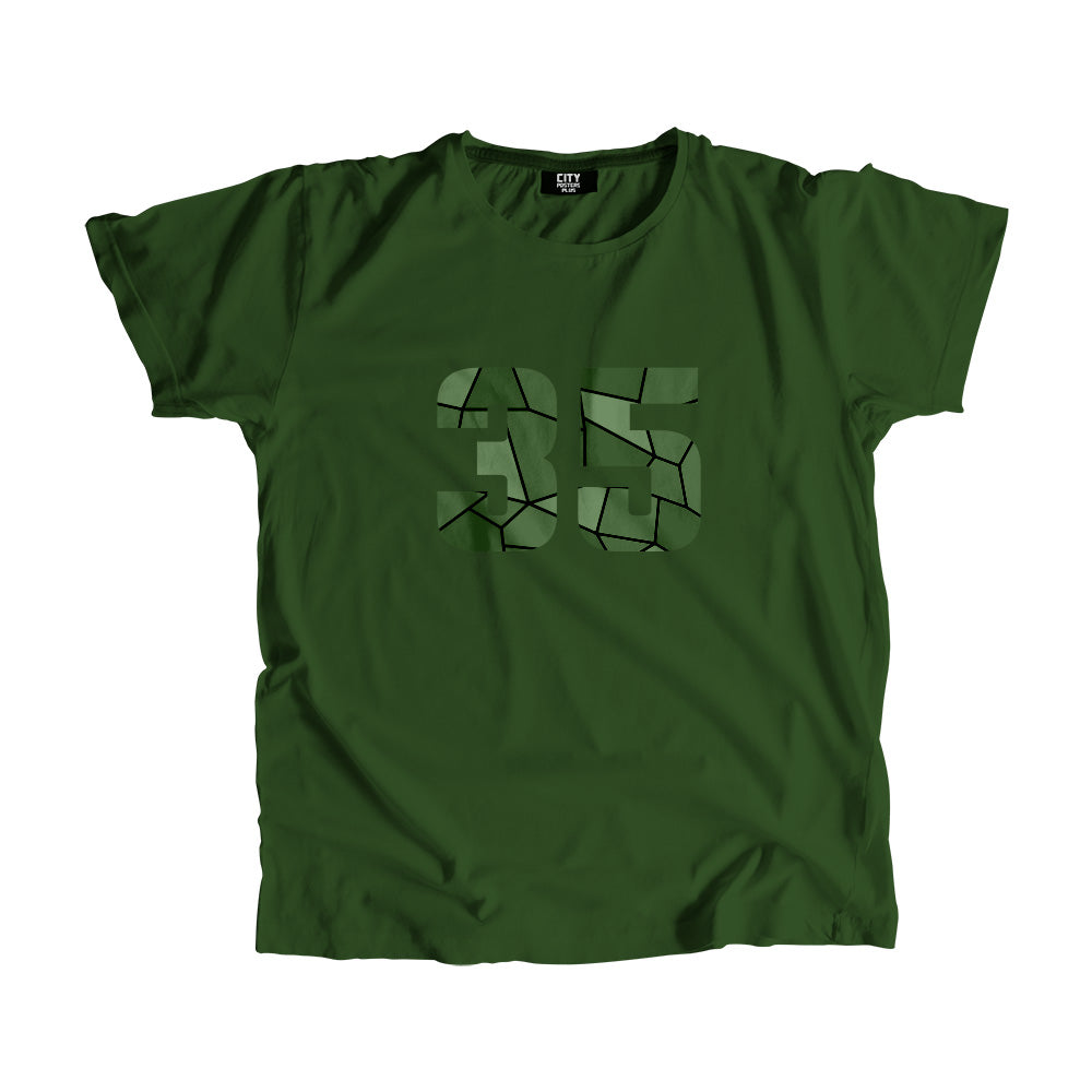 35 Number Men Unisex T-Shirt (Olive Green)