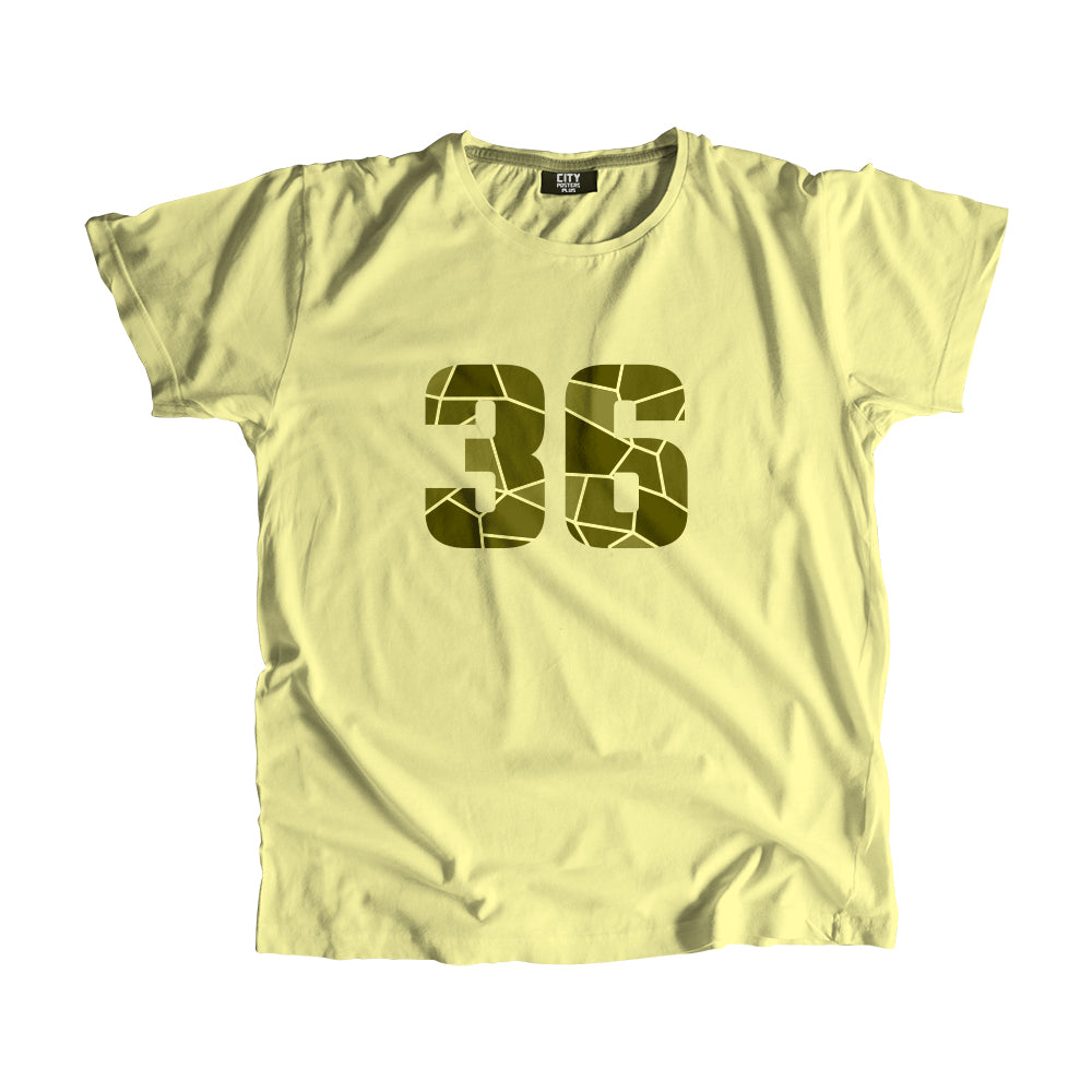 36 Number Men Unisex T-Shirt (Butter Yellow)