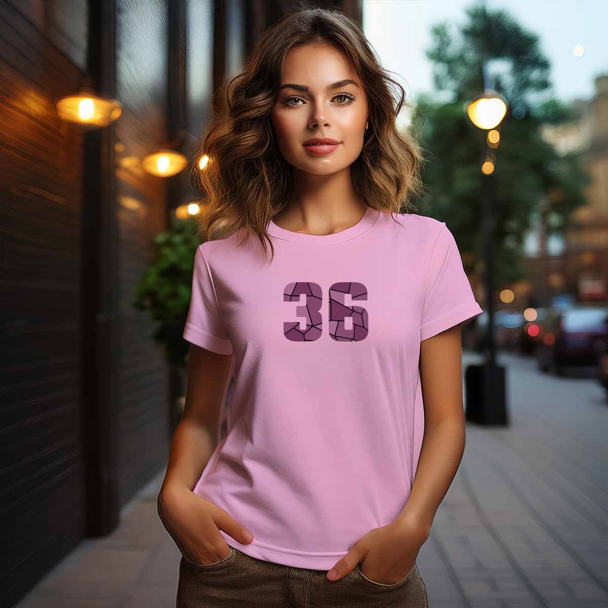 36 Number Women T-Shirt (Light Pink)