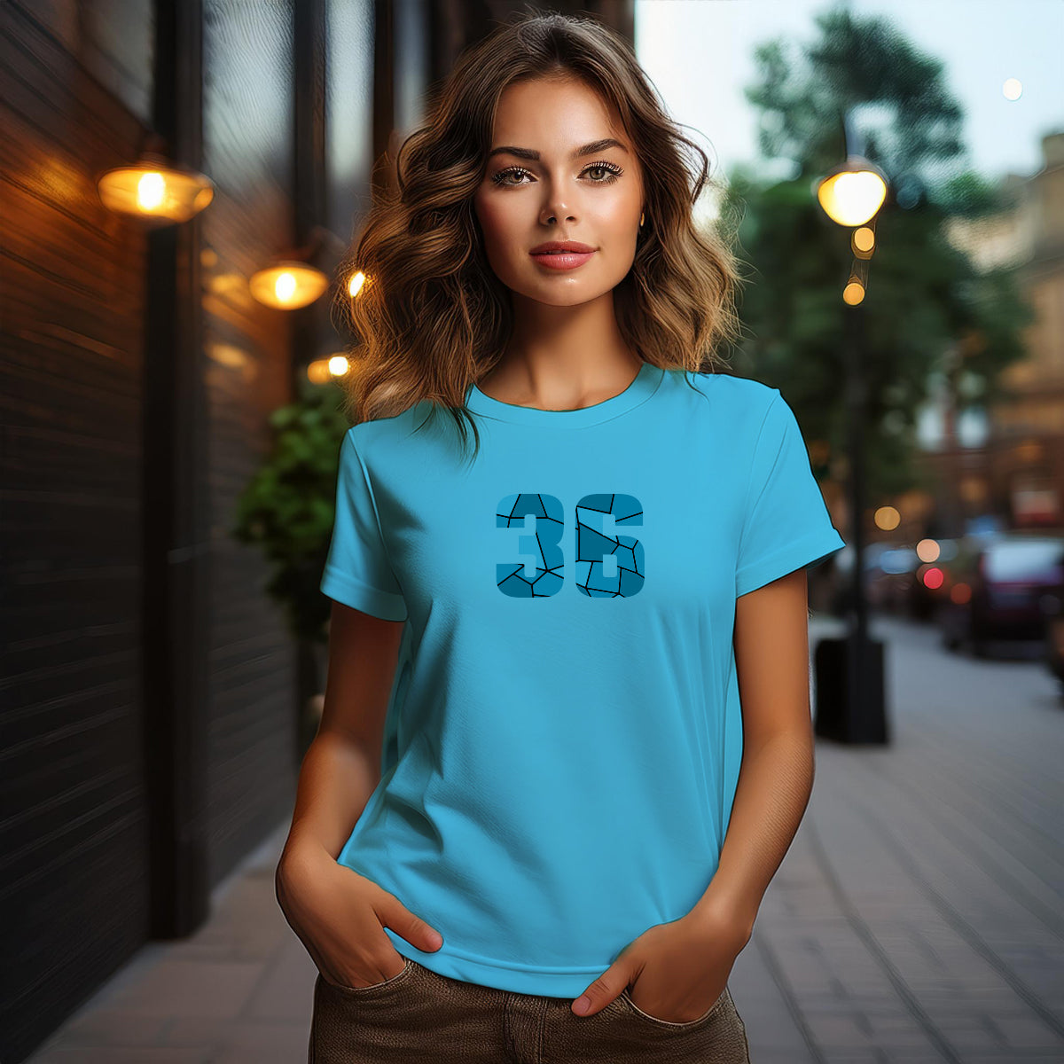 36 Number Women T-Shirt (Sky Blue)