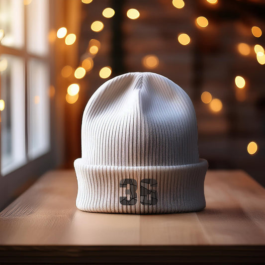 Beanies Plus 36 Number Beanie | Modern Numeric Knit Winter Hat 