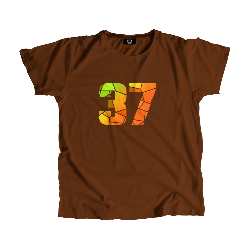 37 Number Men Unisex T-Shirt (Brown)