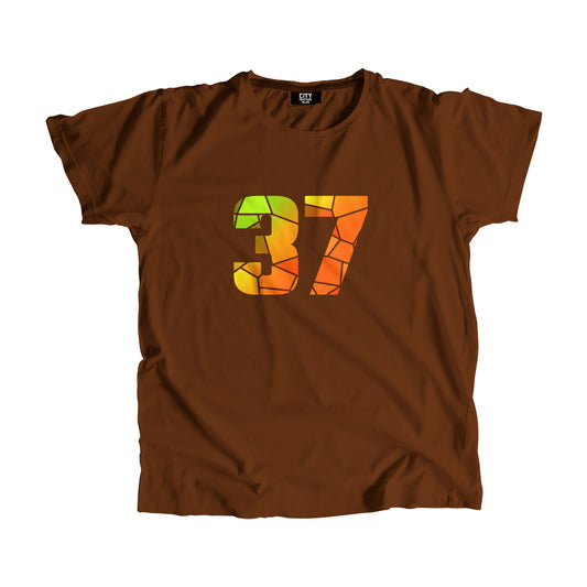 37 Number Men Unisex T-Shirt (Brown)