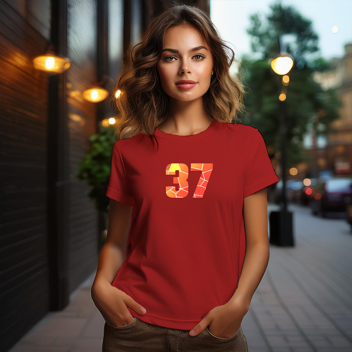 37 Number Women T-Shirt (Red)