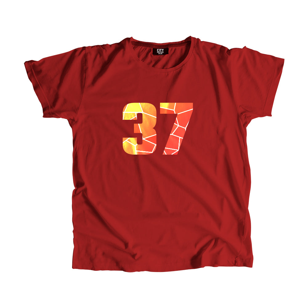 37 Number Men Unisex T-Shirt (Red)