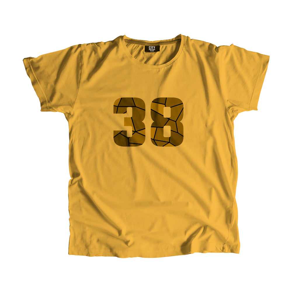 38 Number Men Unisex T-Shirt (Golden Yellow)