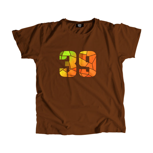 39 Number Men Unisex T-Shirt (Brown)