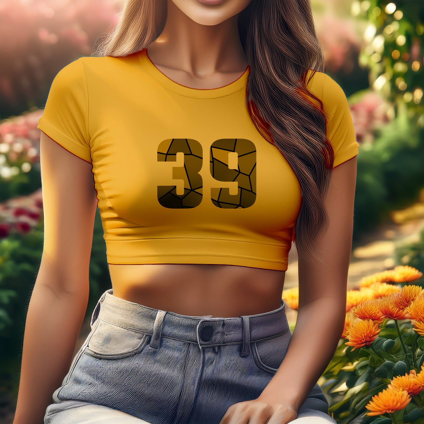 39 Number Women Crop Top (Golden Yellow)