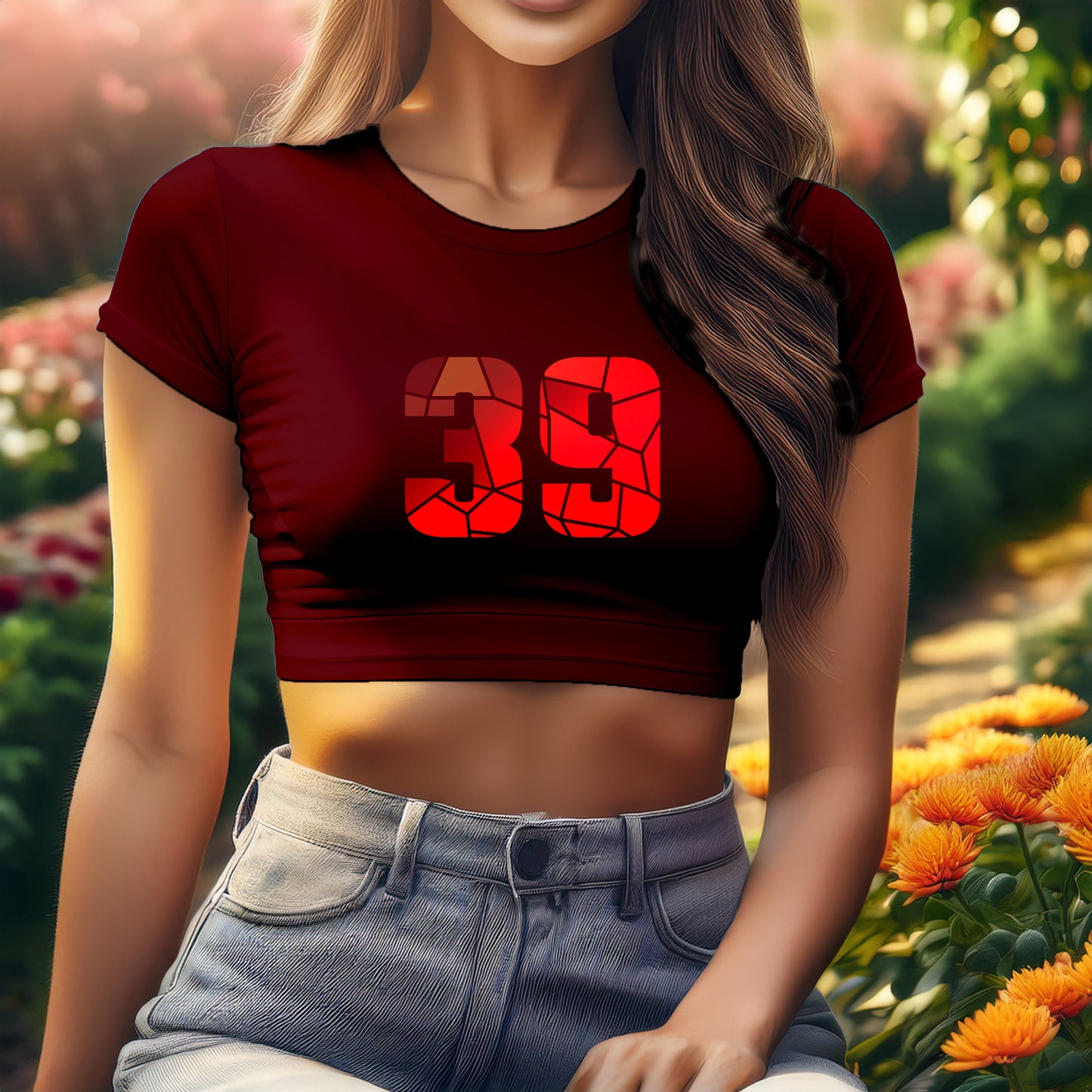 39 Number Women Crop Top (Maroon)