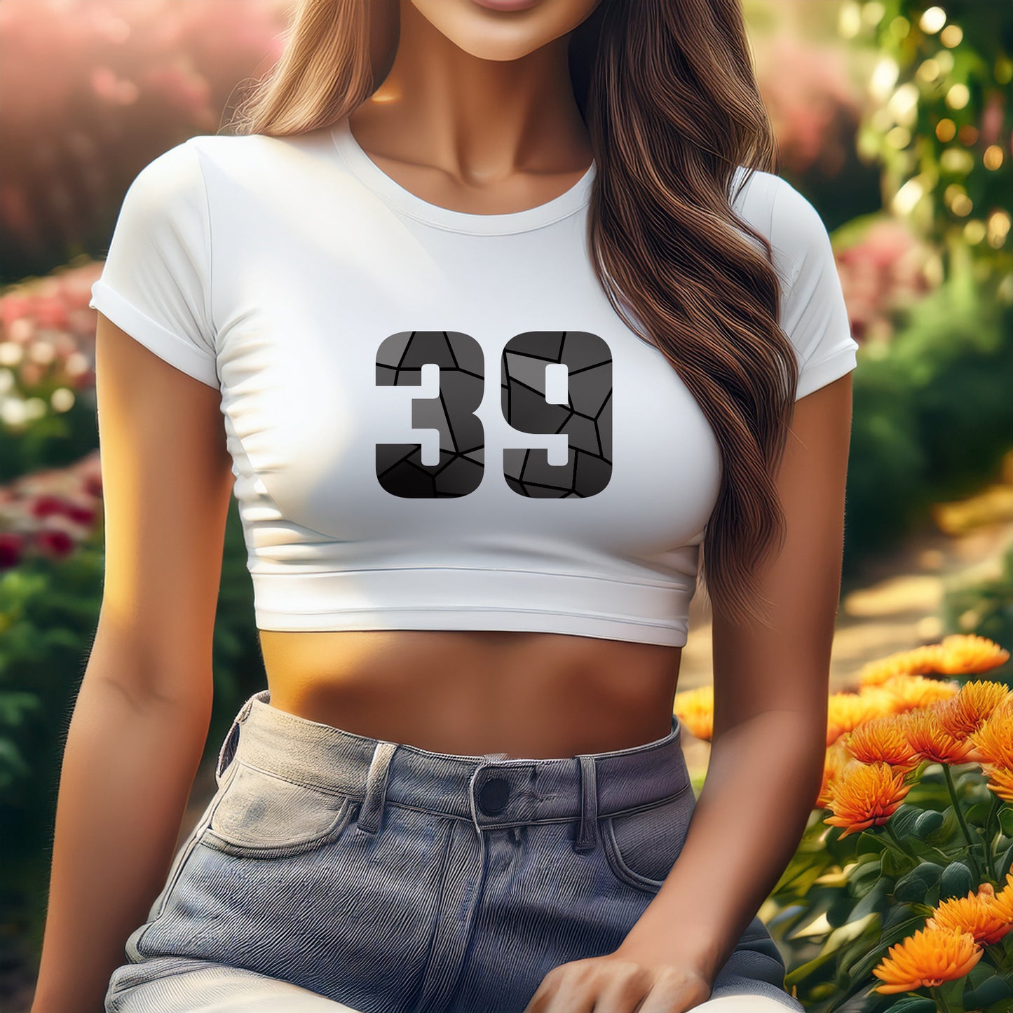 39 Number Women Crop Top (White)