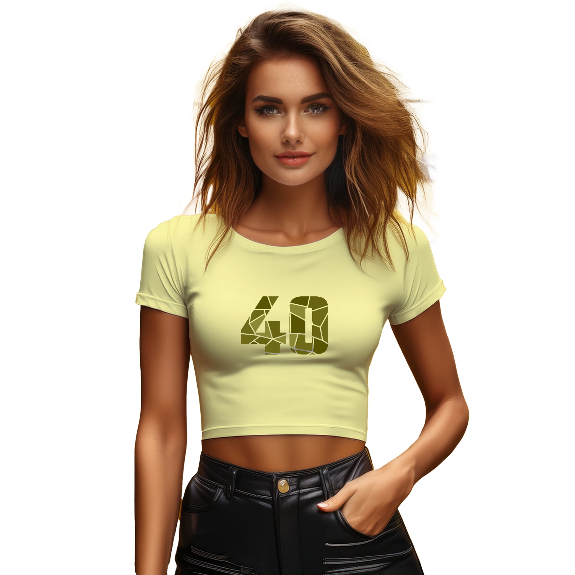 40 Number Women Crop Top (Butter Yellow)