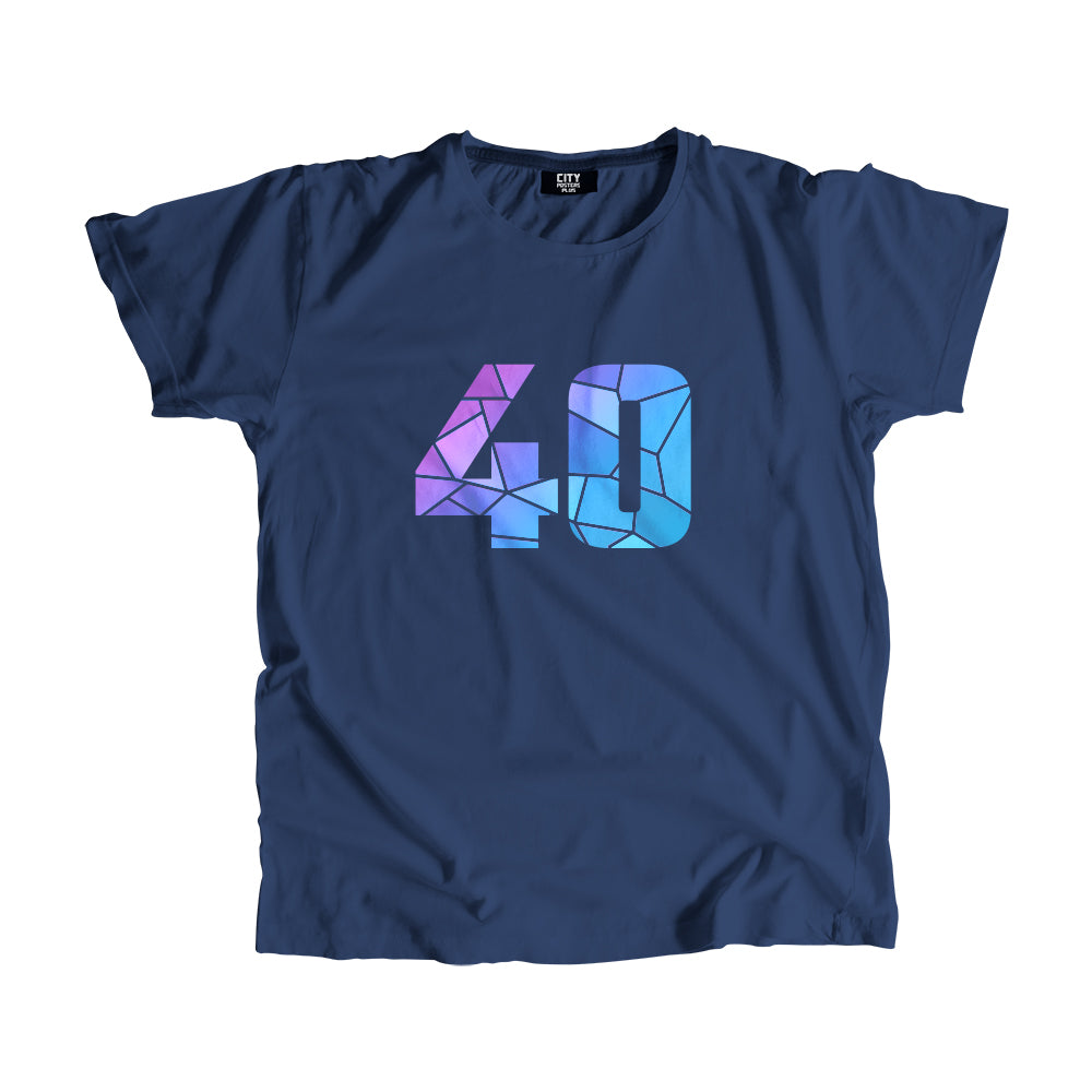 40 Number Men Unisex T-Shirt (Navy Blue)