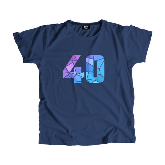 40 Number Men Unisex T-Shirt (Navy Blue)