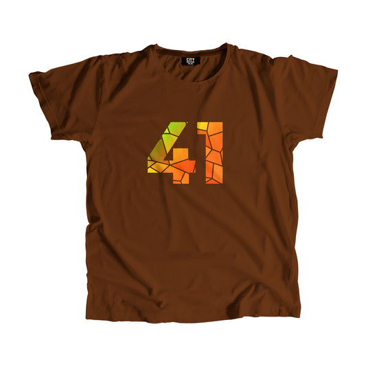 41 Number Men Unisex T-Shirt (Brown)