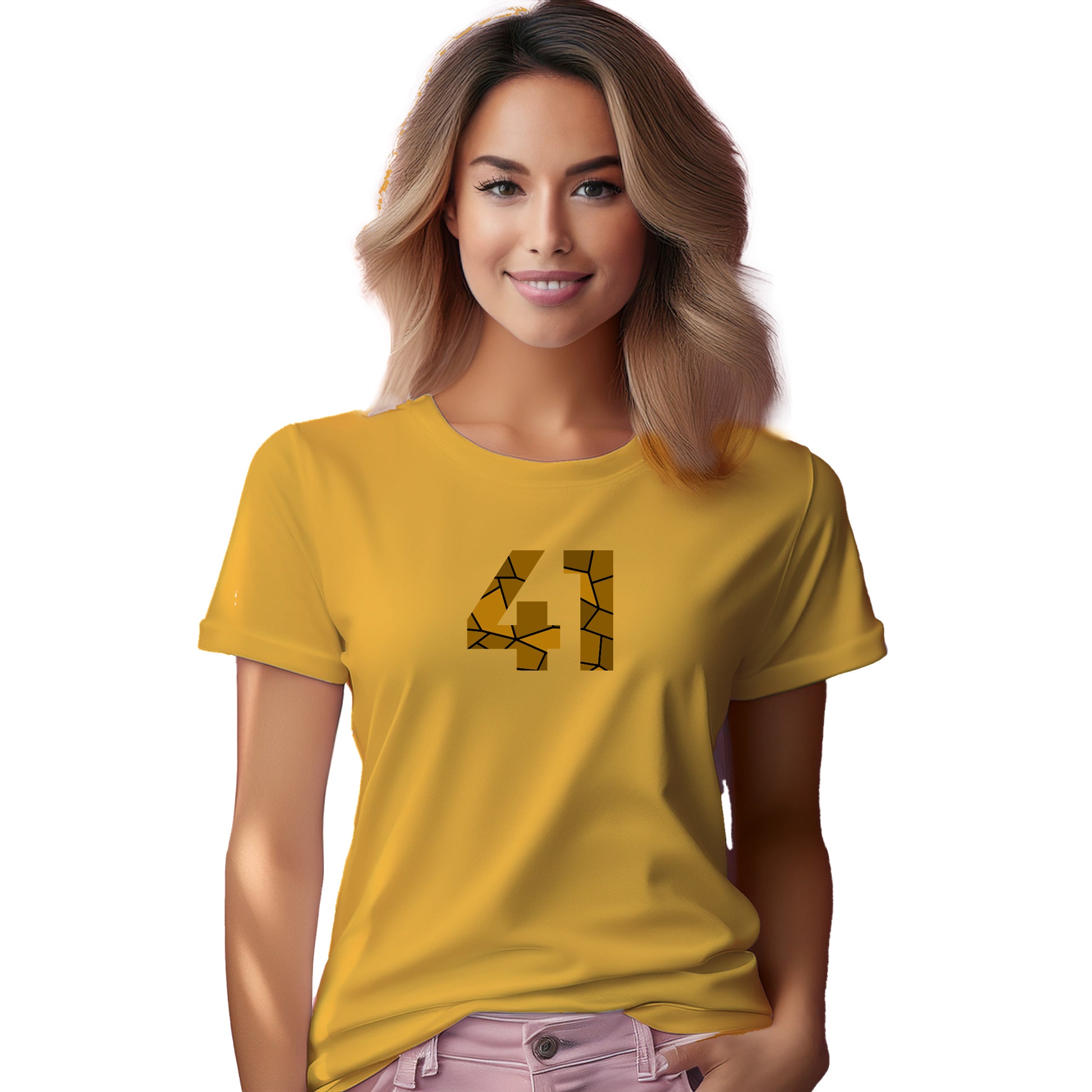41 Number Women T-Shirt (Golden Yellow)