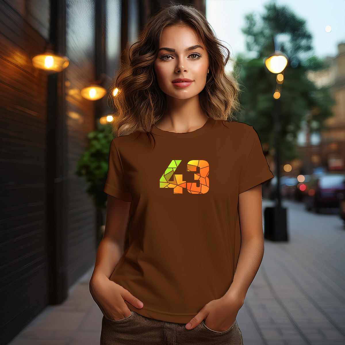 43 Number Women T-Shirt (Brown)
