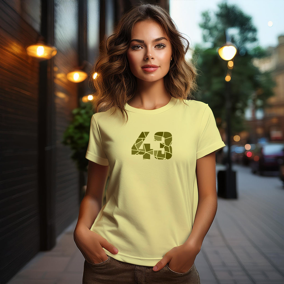 43 Number Women T-Shirt (Butter Yellow)