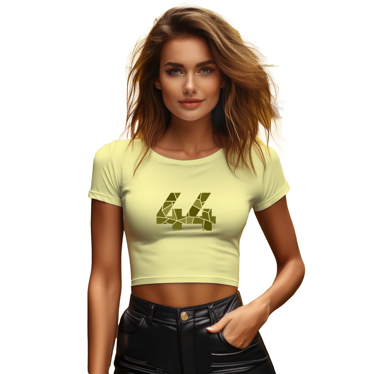 44 Number Women Crop Top (Butter Yellow)