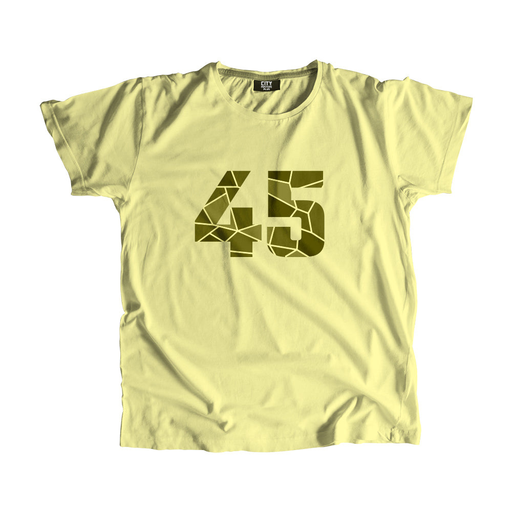 45 Number Men Unisex T-Shirt (Butter Yellow)