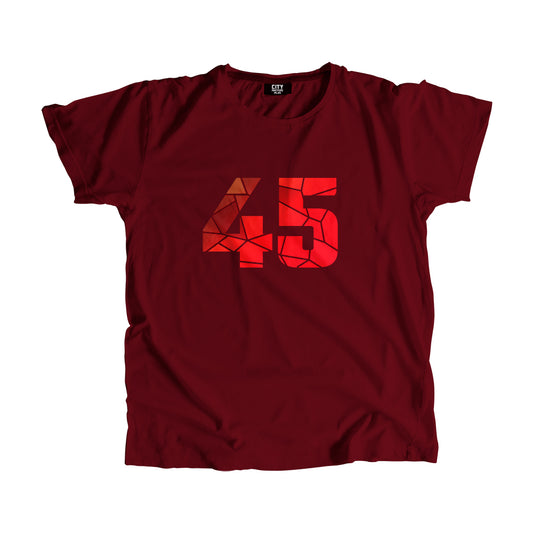 45 Number Men Unisex T-Shirt (Maroon)
