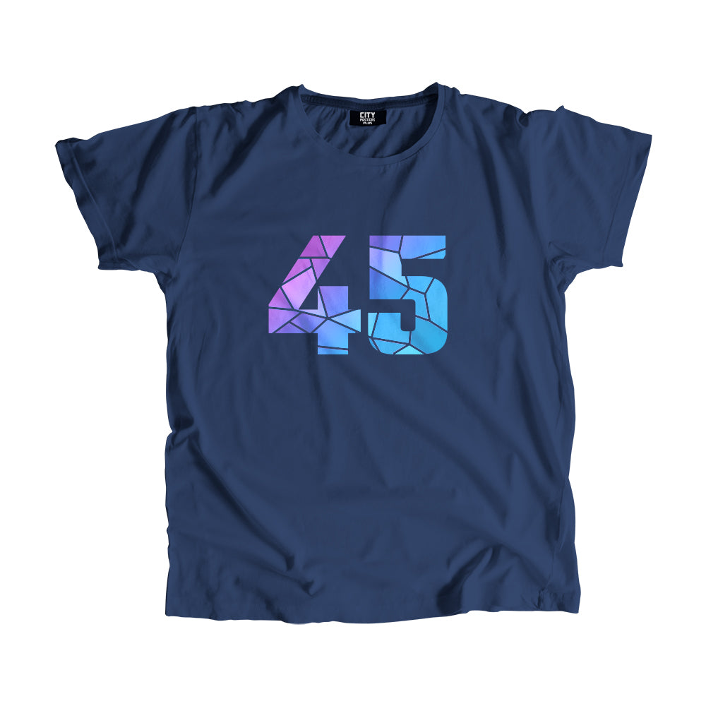 45 Number Men Unisex T-Shirt (Navy Blue)
