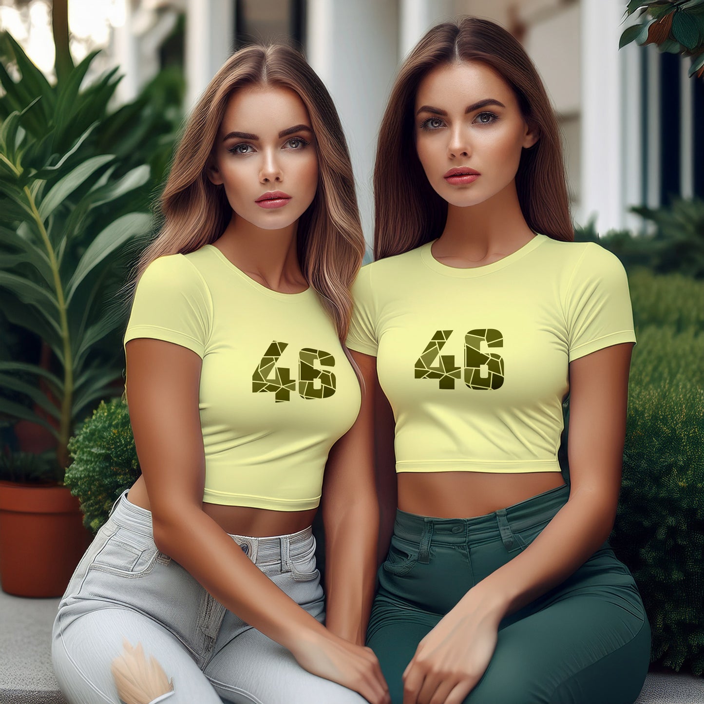 46 Number Women Crop Top (Butter Yellow)