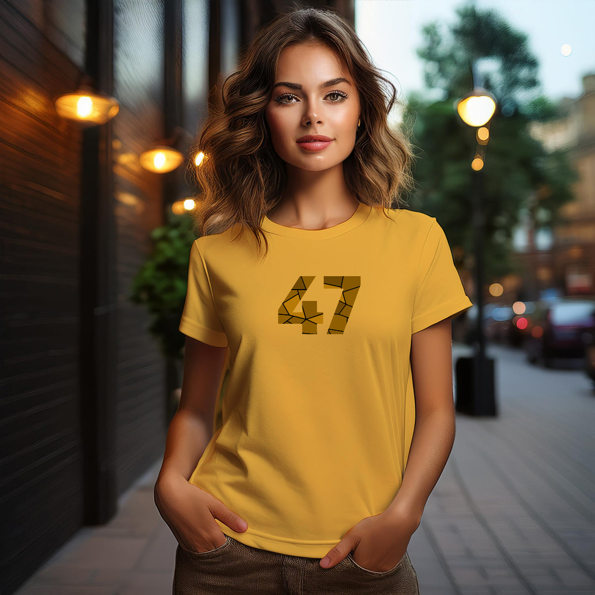 47 Number Women T-Shirt (Golden Yellow)