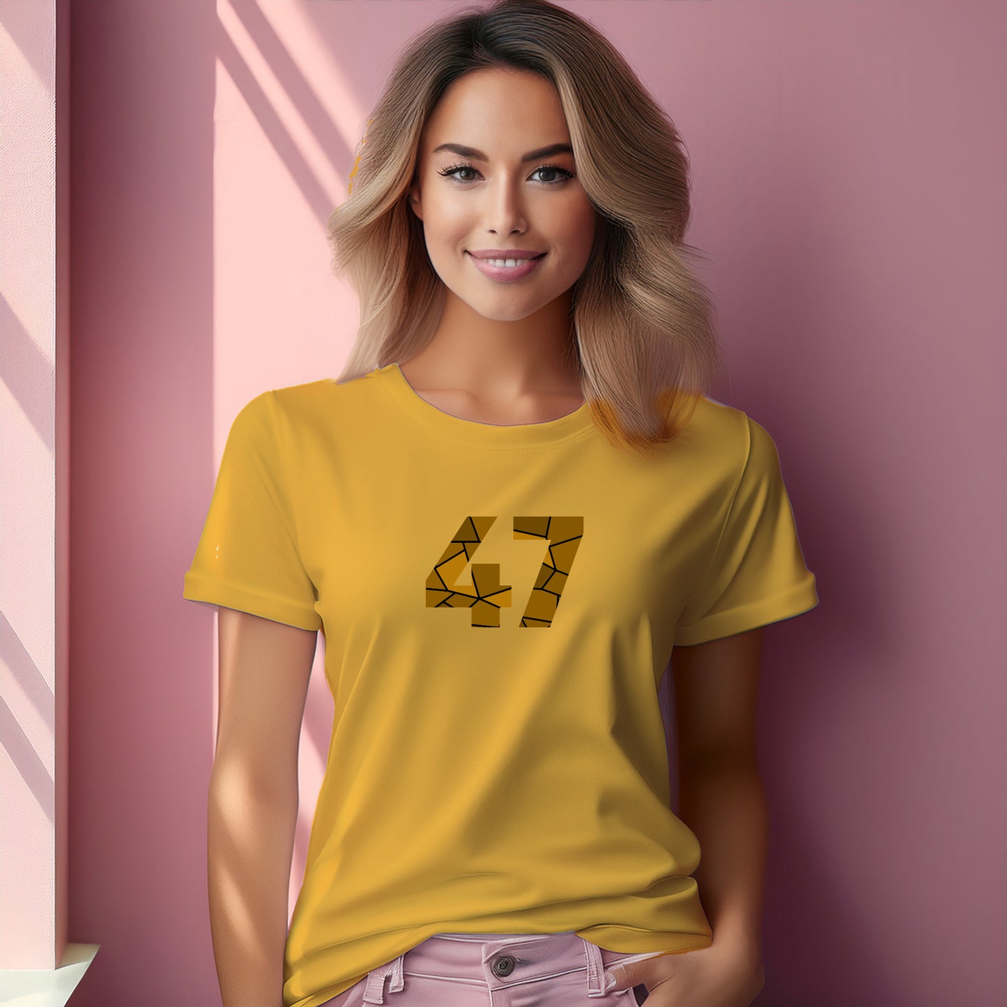 47 Number Women T-Shirt (Golden Yellow)