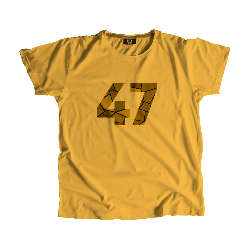 47 Number Men Unisex T-Shirt (Golden Yellow)