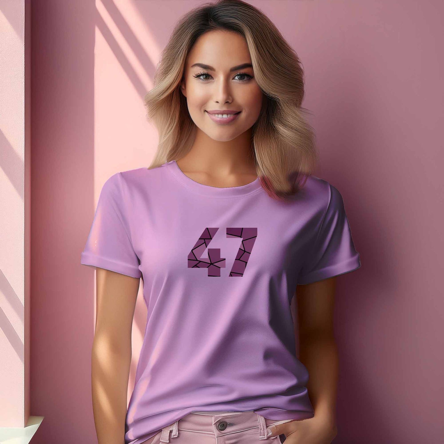 47 Number Women T-Shirt (Light Pink)