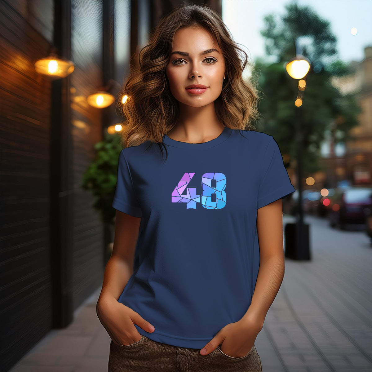 48 Number Women T-Shirt (Navy Blue)