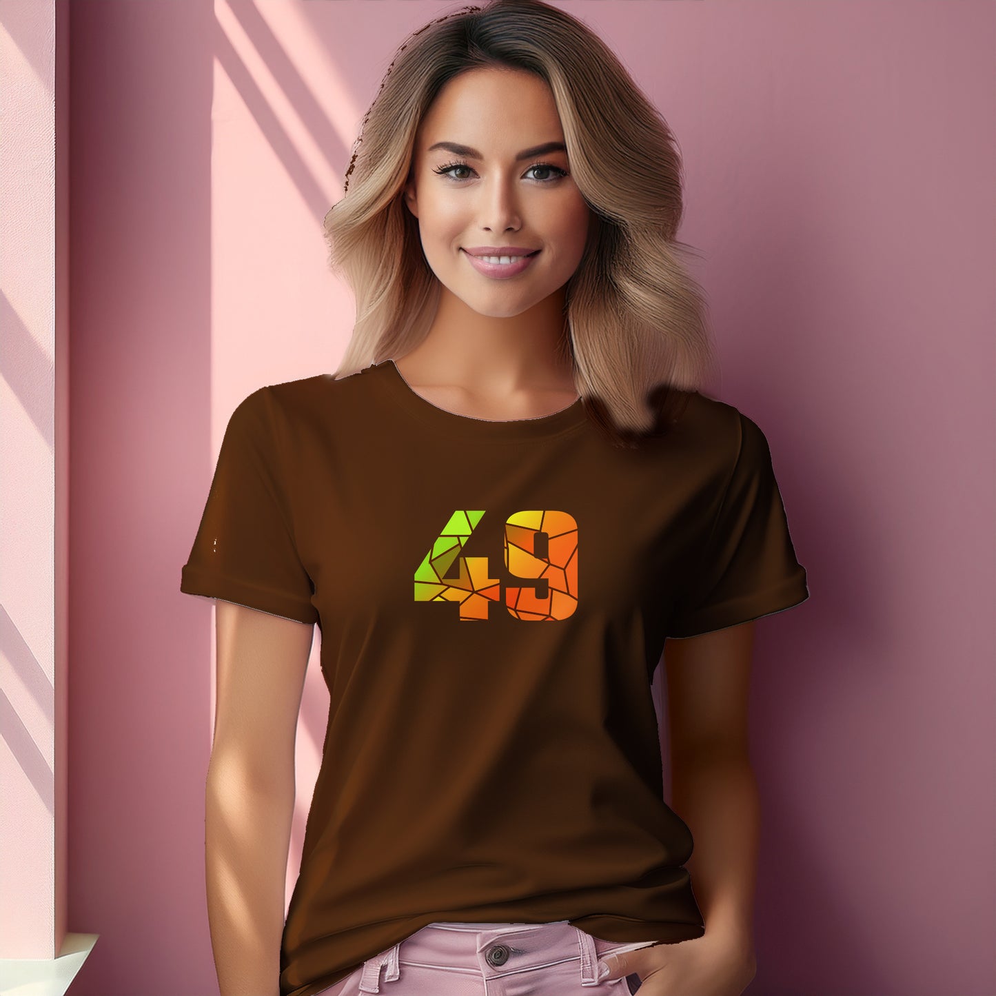 49 Number Women T-Shirt (Brown)