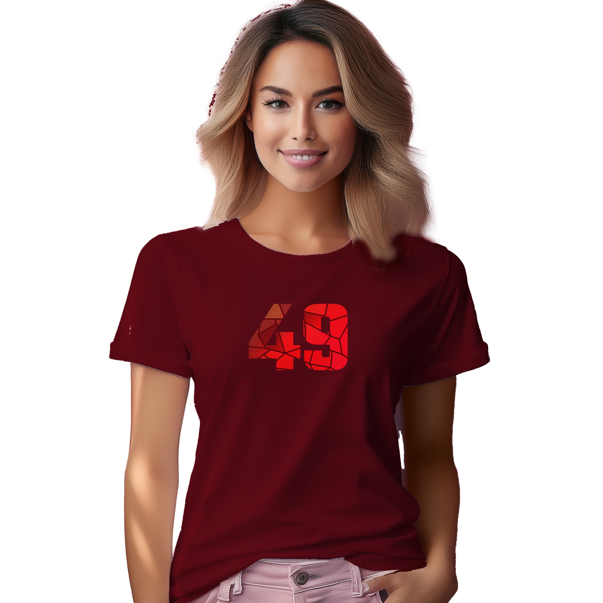 49 Number Women T-Shirt (Maroon)