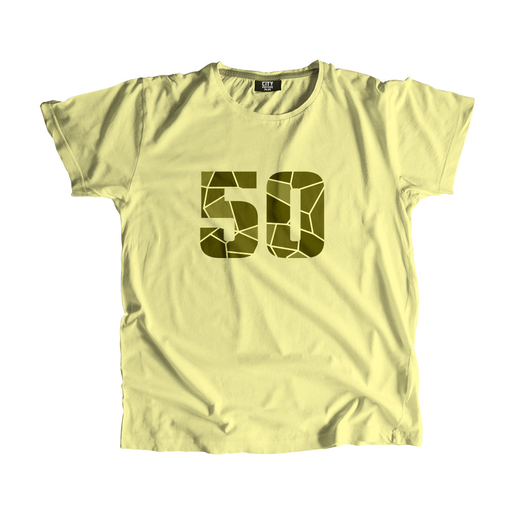 50 Number Men Unisex T-Shirt (Butter Yellow)