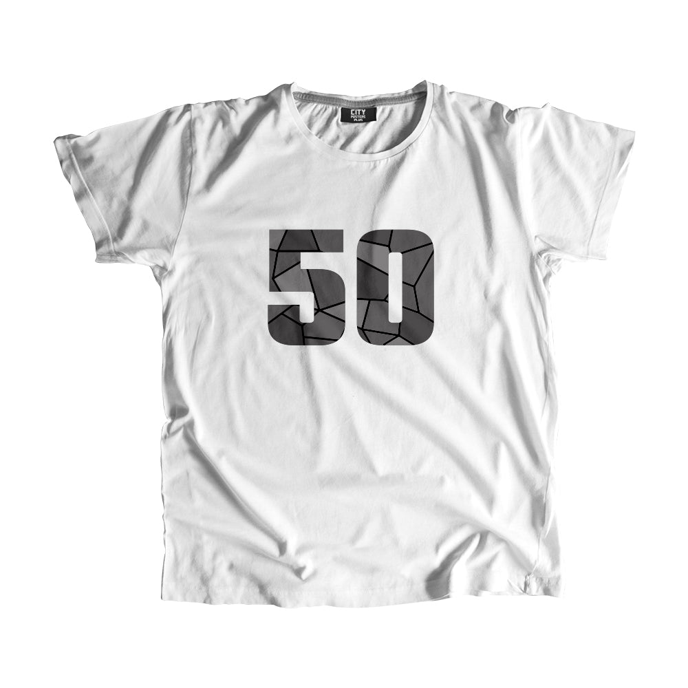 50 Number Men Unisex T-Shirt (White)