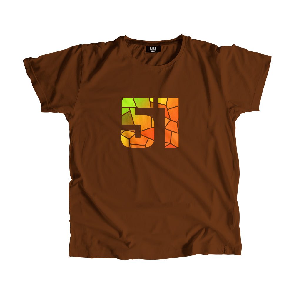 51 Number Men Unisex T-Shirt (Brown)
