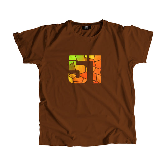 51 Number Men Unisex T-Shirt (Brown)