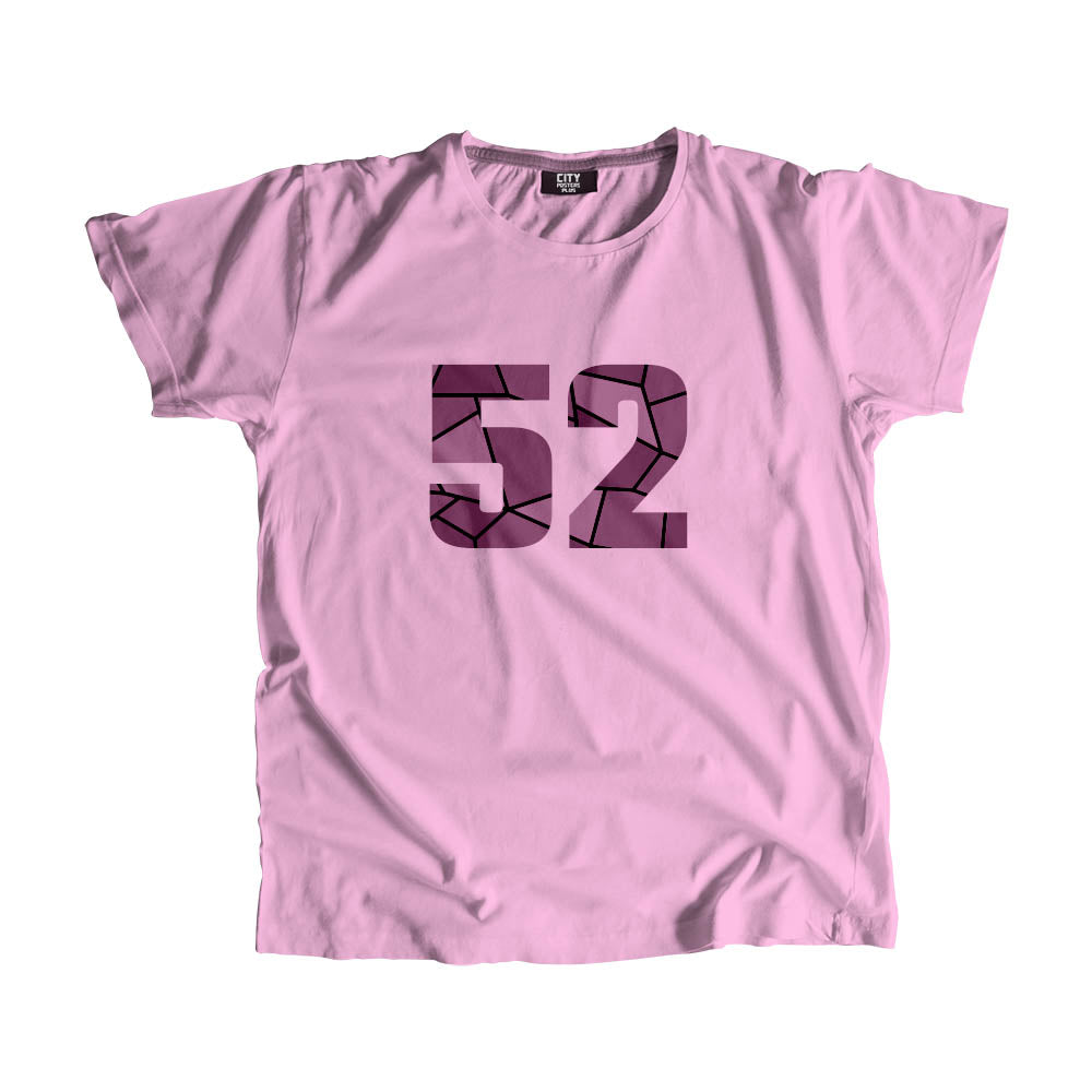 52 Number Men Unisex T-Shirt (Light Pink)